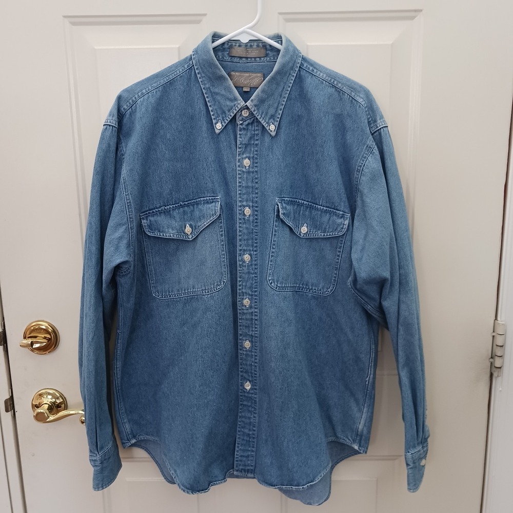 Lord & Taylor Shirt The Kensington Cotton Denim Soft Broken In Button Up Large